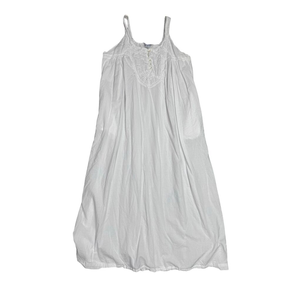 April Cornell 50th Anniversary White Cotton Nightgown L Eyelet Lace Slip Prairie